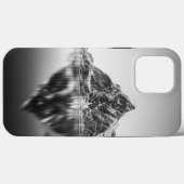 ロフォーテン山のモノクロ写真 Case-Mate iPhoneケース (裏面 (横))