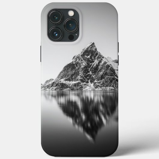 ロフォーテン山のモノクロ写真 Case-Mate iPhoneケース (裏面)