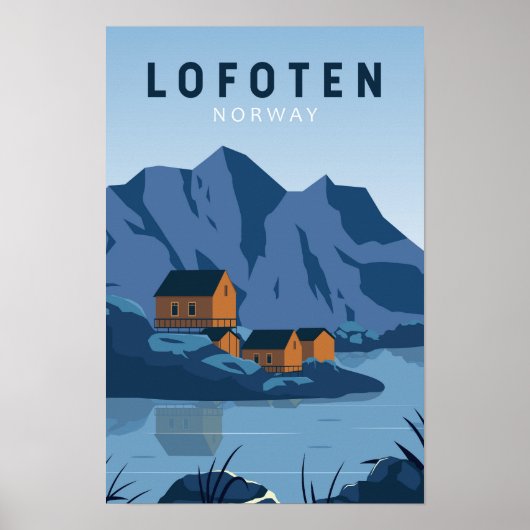 ロフォーテン ノルウェー 旅行 ヴィンテージ アート ポスター (正面)