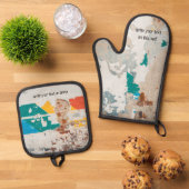 ロフトスタイル絵を描旧レンガ壁 鍋つかみ&鍋敷きセット (トップダウン)