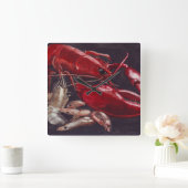 ロブスターおよびエビ スクエア壁時計 (ホーム)