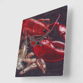 ロブスターおよびエビ スクエア壁時計 (傾斜)