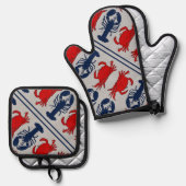 ロブスターとカニ甲殻類シーフード 鍋つかみ&鍋敷きセット (正面/裏面)