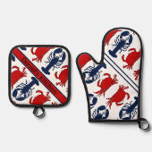 ロブスターとカニ甲殻類シーフード 鍋つかみ&鍋敷きセット (正面)