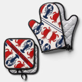 ロブスターとカニ甲殻類シーフード 鍋つかみ&鍋敷きセット (正面/裏面)