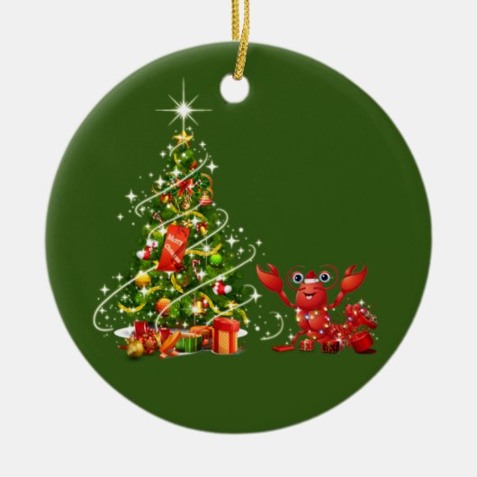 ロブスターとハットライト セラミックオーナメント (正面)