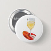 ロブスターとワイン 缶バッジ (正面&裏面)