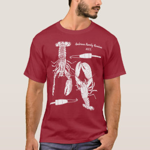 ロブスターと木製魚釣りブイズカスタム Tシャツ