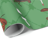 ロブスターと魚釣りブイの緑のクリスマス ラッピングペーパー (ロールコーナー)
