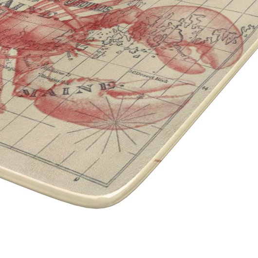 ロブスターのまな板が付いているヴィンテージのメインの地図 カッティングボード (角)