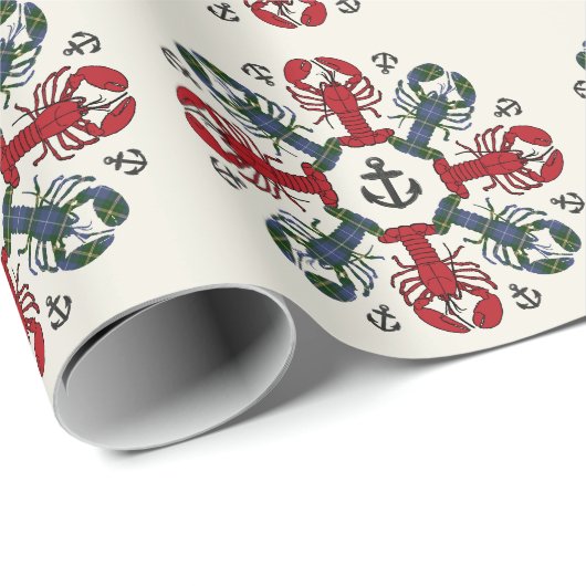 ロブスターのスノーフレークいかりN.S.クリスマスラップ ラッピングペーパー (ロールコーナー)