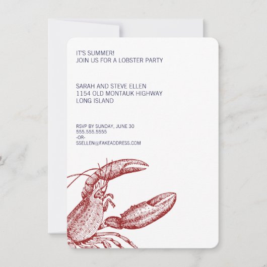 ロブスターのパーティー 招待状 (正面)