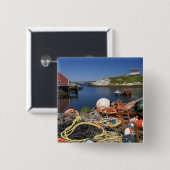 ロブスターのポット、ブイ、ロープは、 缶バッジ (正面&裏面)