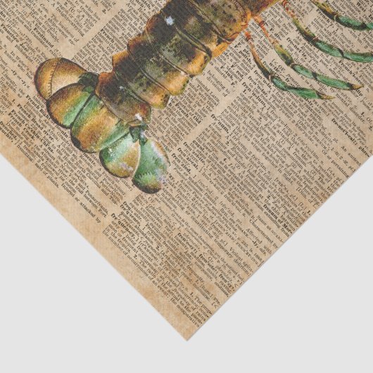 ロブスターの地中海のなシーライフのヴィンテージのアートワーク 薄葉紙 (詳細)