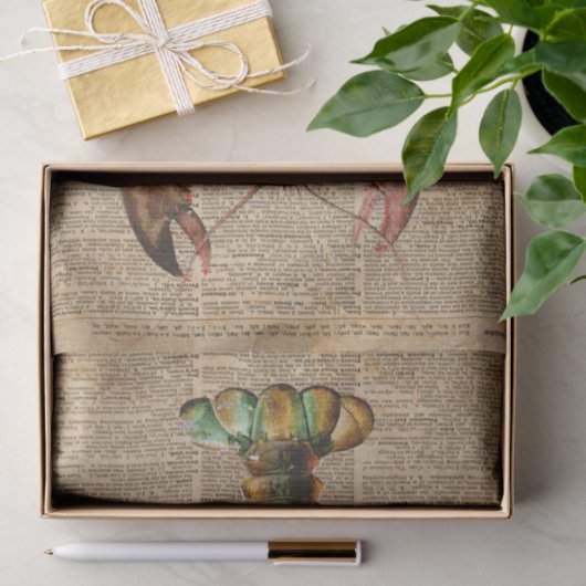 ロブスターの地中海のなシーライフのヴィンテージのアートワーク 薄葉紙 (ギフト)