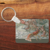 ロブスターの海、ヴィンテージアールヌーボー キーホルダー (裏面)