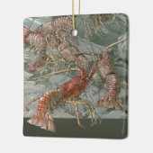 ロブスターの海、ヴィンテージアールヌーボー セラミックオーナメント (左)
