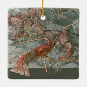 ロブスターの海、ヴィンテージアールヌーボー セラミックオーナメント (裏面)