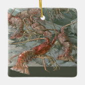 ロブスターの海、ヴィンテージアールヌーボー セラミックオーナメント (正面)