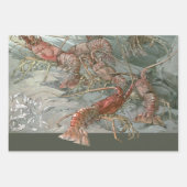 ロブスターの海、ヴィンテージアールヌーボー ラッピングペーパーシート (正面2)