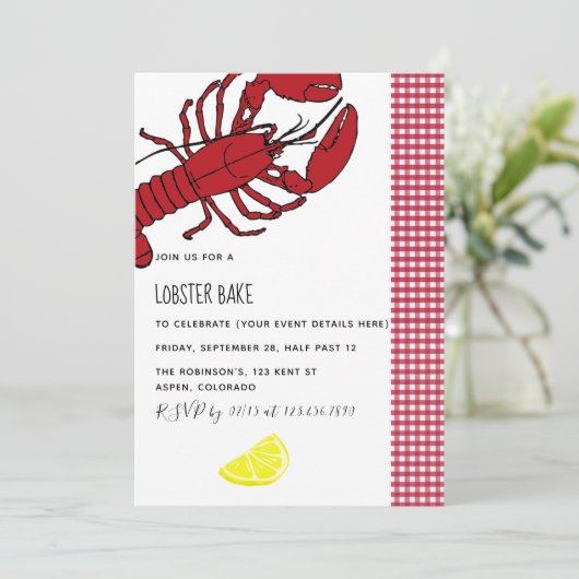 ロブスターの焼き付け/沸騰パーティーカスタマイズの招待 招待状 (スタンド正面)