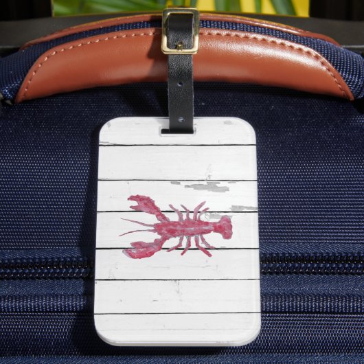 ロブスターの絵 海のテーマ 牧歌的な海岸風 ラゲッジタグ (正面インサイチュ2)