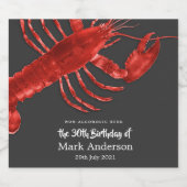 ロブスターをテーマにした誕生日パーティーお祝いグレー ビールラベル (シングルラベル)