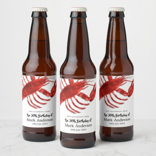 ロブスターをテーマにした誕生日パーティー ビールラベル (ボトル)