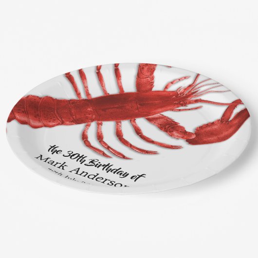 ロブスターをテーマにした誕生日パーティー ペーパープレート (アングル)