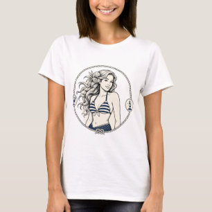 ロブスターを持つ人魚 Tシャツ