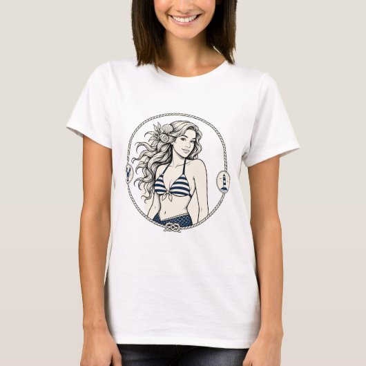 ロブスターを持つ人魚 Tシャツ (正面)
