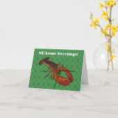 ロブスターイラストカスタムメッセージホリデイ カード (黄色い花)