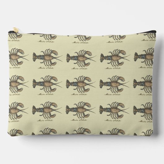 ロブスターイラストレーションアンティークメインシーフード アクセサリーポーチ (正面)