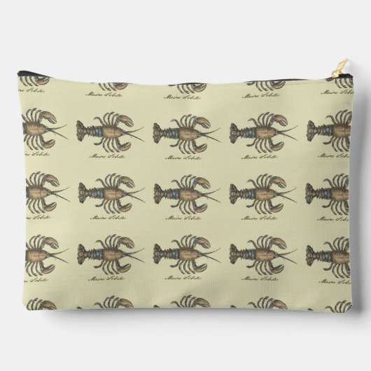 ロブスターイラストレーションアンティークメインシーフード アクセサリーポーチ (裏面)