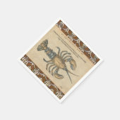 ロブスターイラストレーションアンティークメインシーフード スタンダードカクテルナプキン (角)