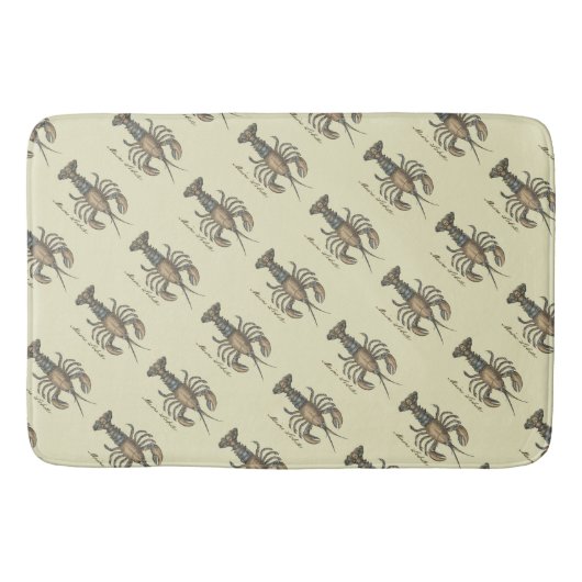 ロブスターイラストレーションアンティークメインシーフード バスマット (正面)