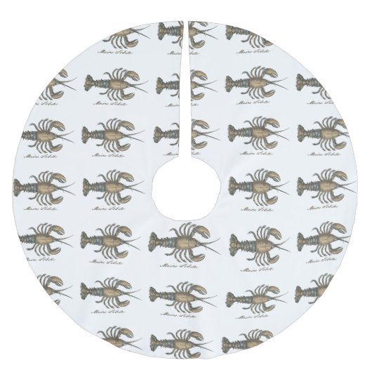 ロブスターイラストレーションアンティークメインシーフード ブラッシュドポリエステルツリースカート (正面)