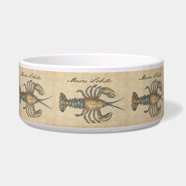 ロブスターイラストレーションアンティークメインシーフード ボウル (正面)