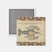 ロブスターイラストレーションアンティークメインシーフード マグネット (正面/裏面)