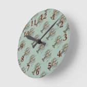 ロブスターイラストレーションアンティークメインシーフード ラウンド壁時計 (傾斜)