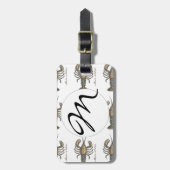 ロブスターイラストレーションアンティークメインシーフード ラゲッジタグ (正面縦)