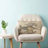 ロブスターイラストレーションアンティークメインシーフード ランバークッション (椅子)