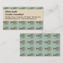 ロブスターイラストレーションアンティークメインシーフード 名刺