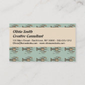 ロブスターイラストレーションアンティークメインシーフード 名刺 (正面)