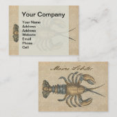 ロブスターイラストレーションアンティークメインシーフード 名刺 (正面/裏面)