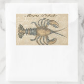 ロブスターイラストレーションアンティークメインシーフード 長方形シール (バッグ)