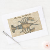 ロブスターイラストレーションアンティークメインシーフード 長方形シール (封筒)