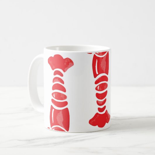 ロブスターイラストレーション:水彩シームレスな背景 コーヒーマグカップ (正面左)