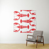 ロブスターイラストレーション:水彩シームレスな背景 タペストリー (インサイチュ(横))