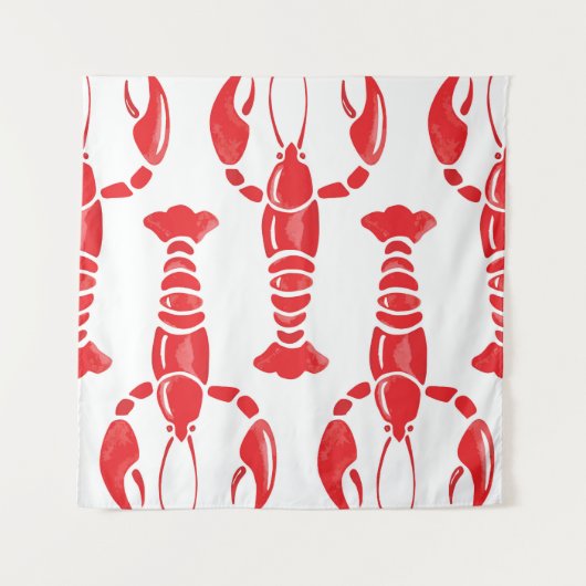 ロブスターイラストレーション:水彩シームレスな背景 タペストリー (正面)